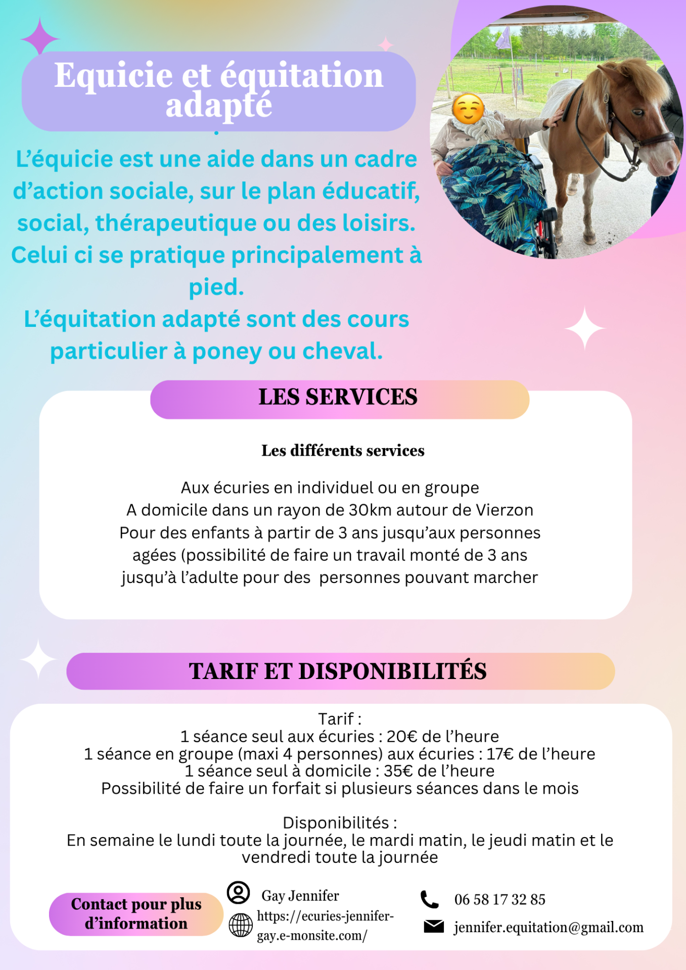Cours équitation adaptés